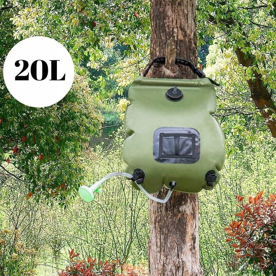Dus solar , Zola®, pentru camping - 20L, cap de dus, verde , sacut depozitare Dus solar , Zola®, pentru camping - 20L, cap de dus, verde , sacut depozitare